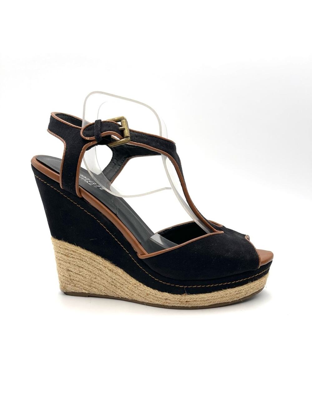 MARYPAZ WOMAN black & brown wedges espadrilles size 10